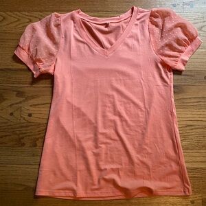 Aokosor Coral Mesh Sleeve Top